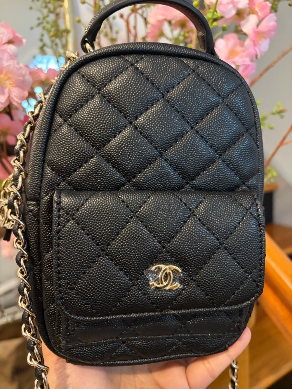 RARE DESIGNER VIP BLACK QUILTED MINI BACKPACK / CROSSBODY